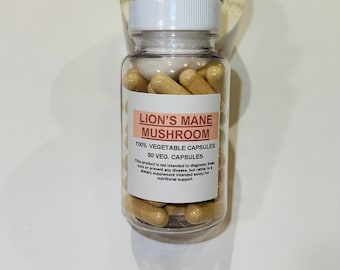 Lion’s Mane Mushroom 50 500mg Vegan Capsules + Free Shipping