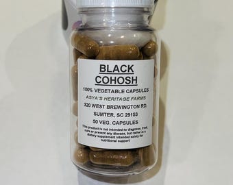 Black Cohosh 50 500mg Vegan Capsules + Free Shipping