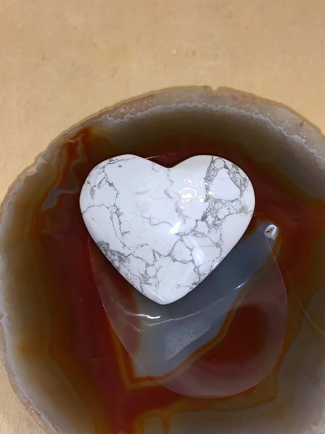 White Howlite Heart #2 | Crystal Heart Gemstone - Etsy