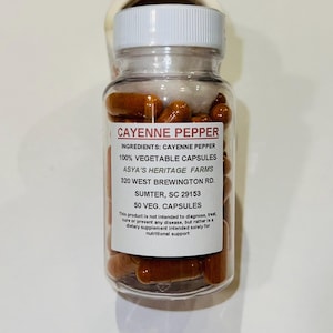 Cayenne Pepper 50 500mg Vegan Capsules + Free Shipping image 1