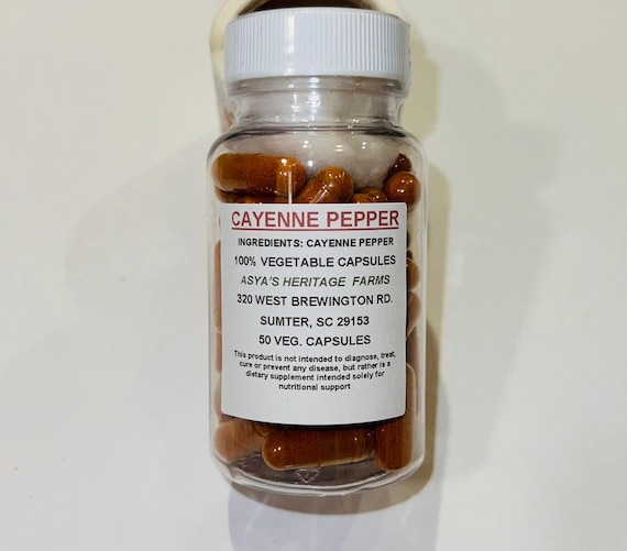 Cayenne Pepper 50 500mg Vegan Capsules + Free Shipping
