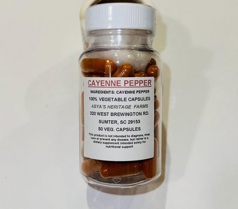 Cayenne Pepper 50 500mg Vegan Capsules + Free Shipping image 1
