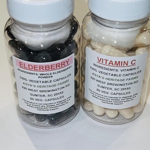 Elderberry + Vitamin C 50 500mg Vegan Capsules set + Free Shipping