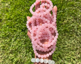 Rose Quartz 8mm Beaded Bracelet | Self-Love Crystal Jewelry