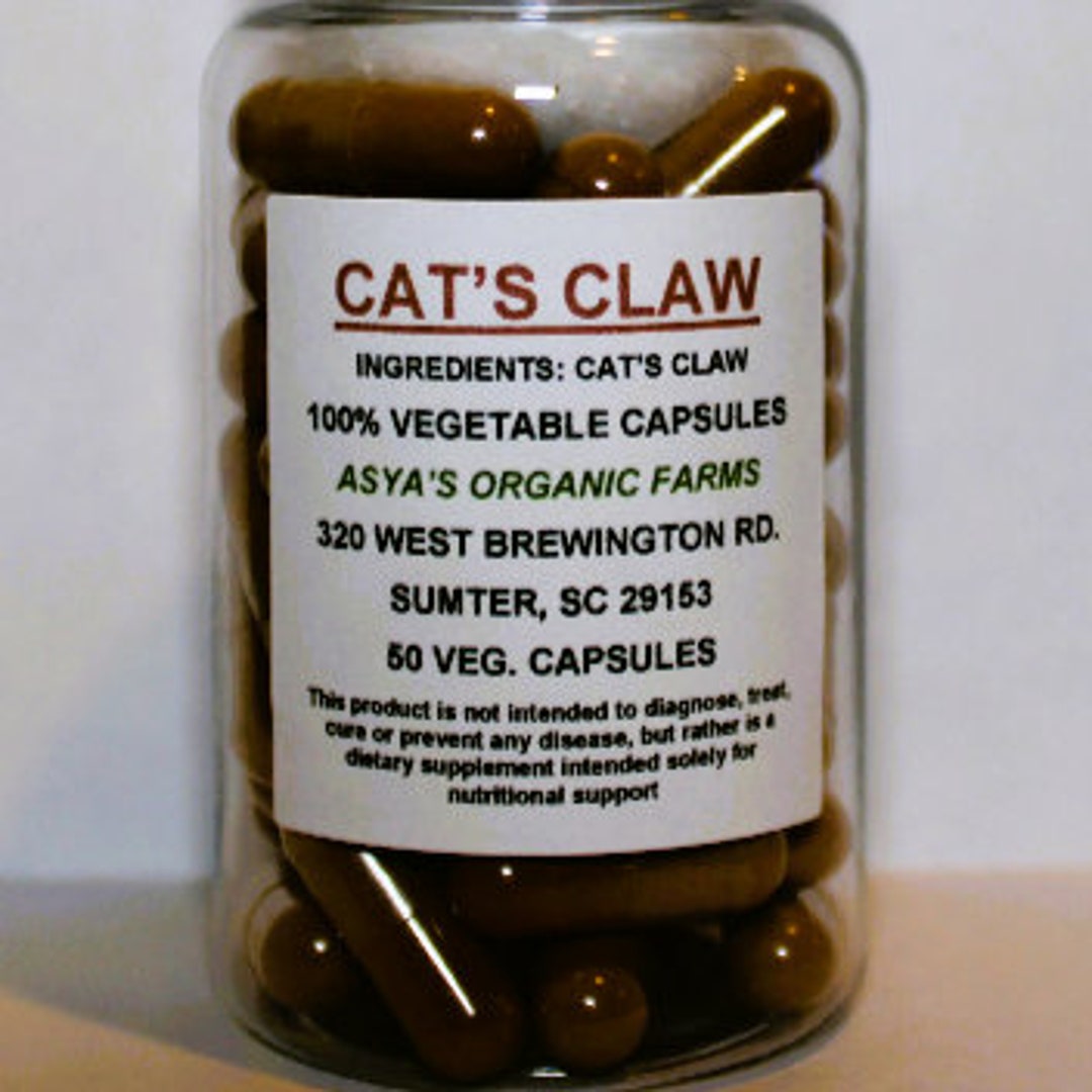 Organic Cats Claw Bark 50 500mg Vegan Capsules Free Shipping Etsy