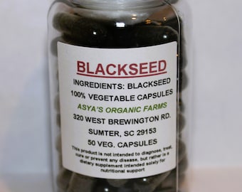 Organic Black Cumin Seed 50 500mg Vegan Capsules + Free Shipping