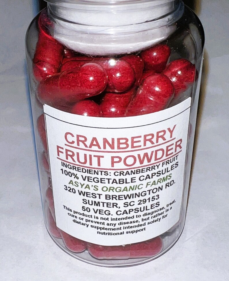 Organic Cranberry Fruit Powder 50 500mg Vegan Capsules Set Etsy