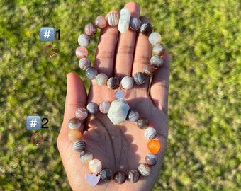 Botswana Agate & Moonstone Stretch Bracelet Size S | Crystal and Stones | Crystal Jewelry | Crystal Bracelets