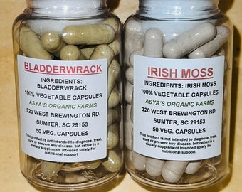 Irish Moss/Sea Moss & Bladderwrack Set 50 500mg Vegan Capsules.