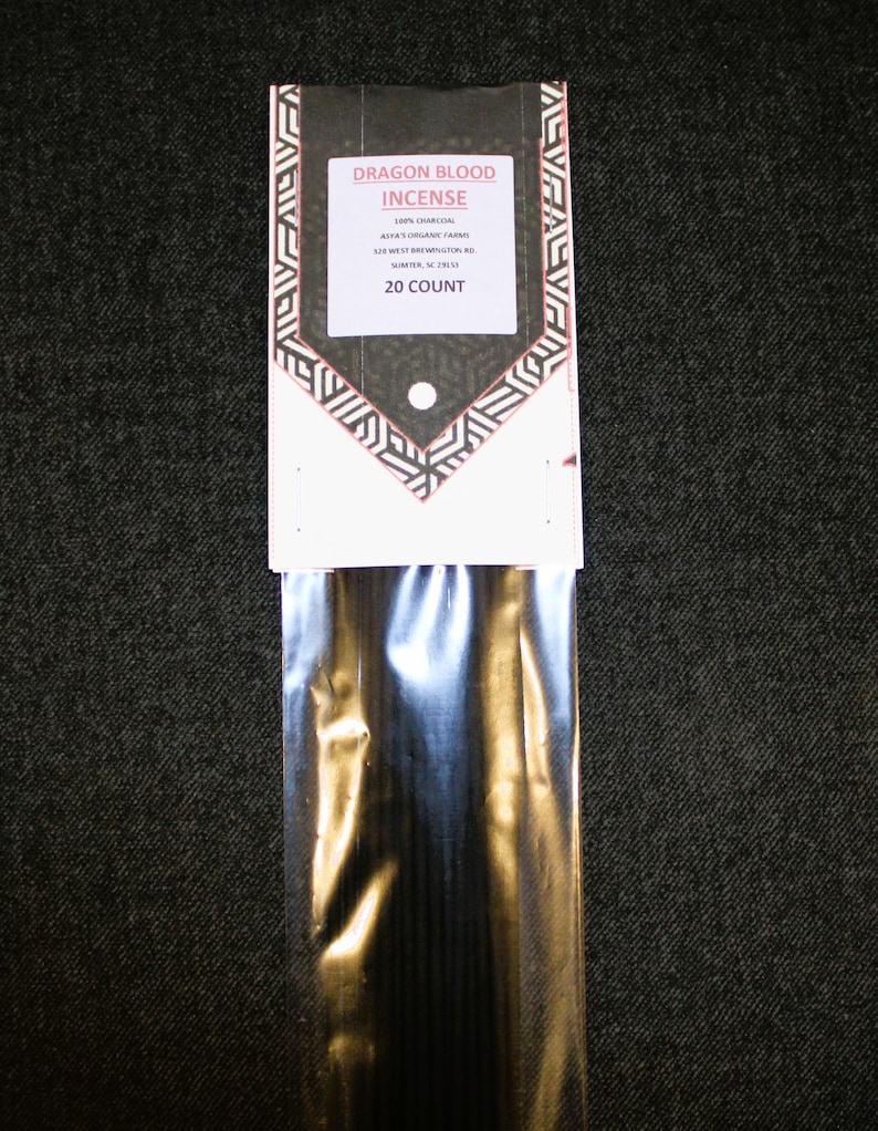 May include: A package of Dragon Blood incense sticks, 20 count, made with 100% charcoal from Asta's Organic Farms in Sumter, South Carolina.