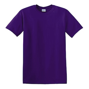 May include: A solid purple short-sleeved t-shirt.