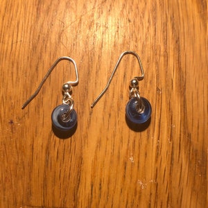 Delicate Drop Earrings with Handmade Translucent Blue Swirl Lampwork Glass Beads