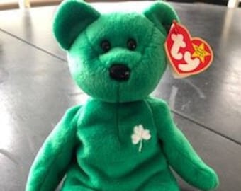 Erin Ty Beanie Babies Plush Green Bear With Embroidered Etsy