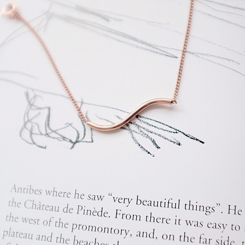 Curved bar Simple bracelet Minimalist tube bracelet\u00a0Dainty Rose Gold bracelet Delicate layering bracelet Dainty Minimalist jewelry