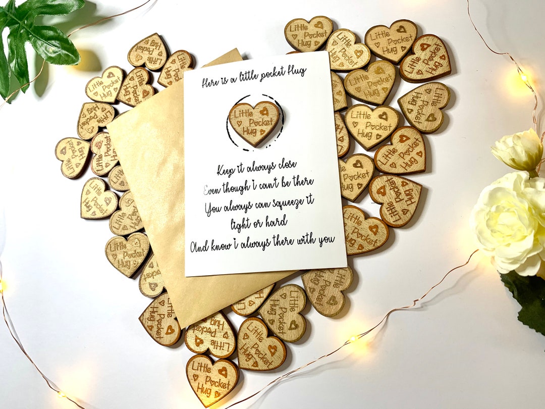 Little Pocket Hug Heart Tokens – Cherry Wood Gift For Loved Ones – Handmade By Mooseys, Made In UK