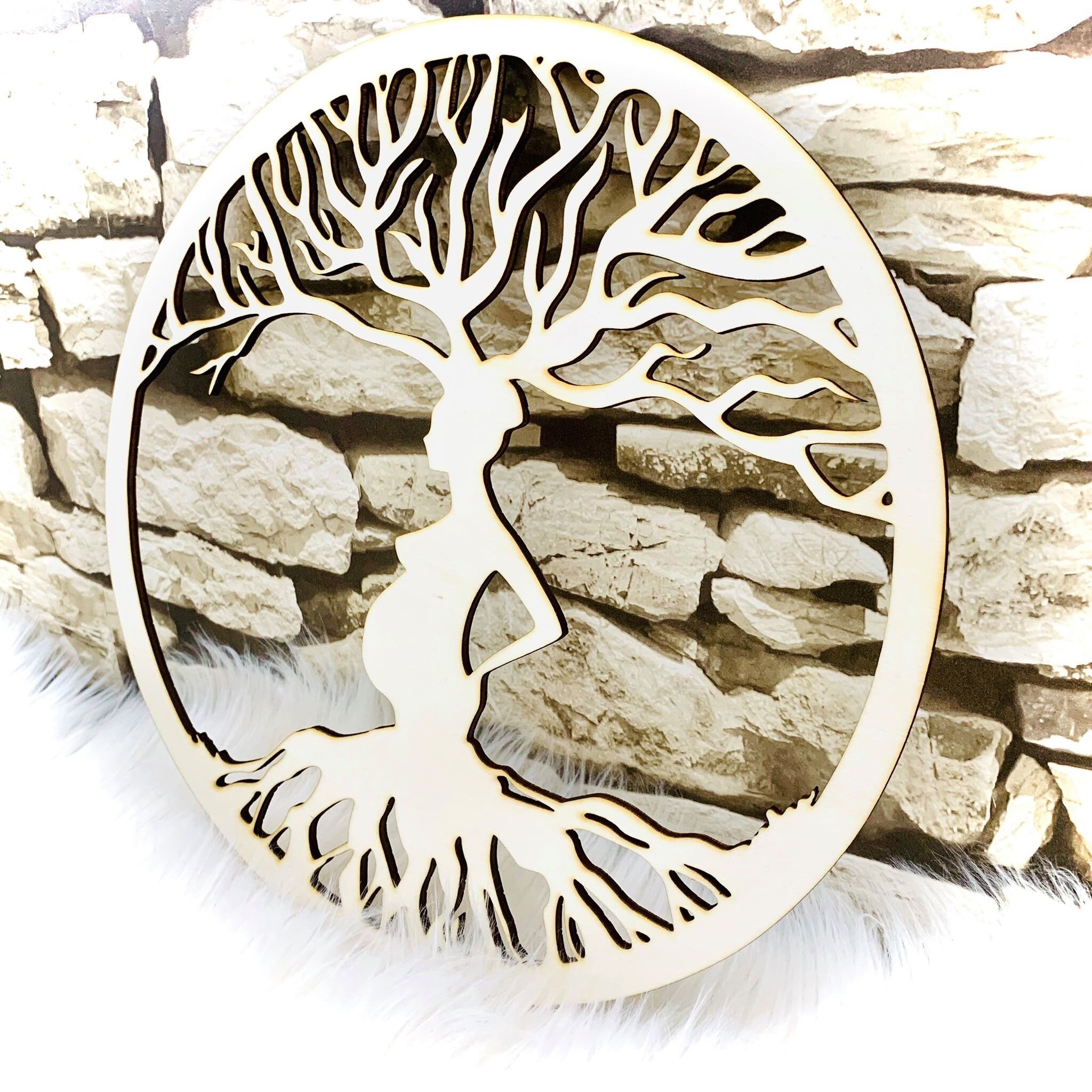 Tree of Life Round Wall Art Wooden Minimalist Decor Picture Etsy