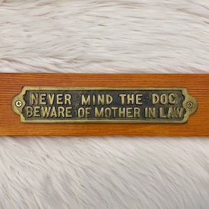 Laiton / bois signe vintage style plaque rustique