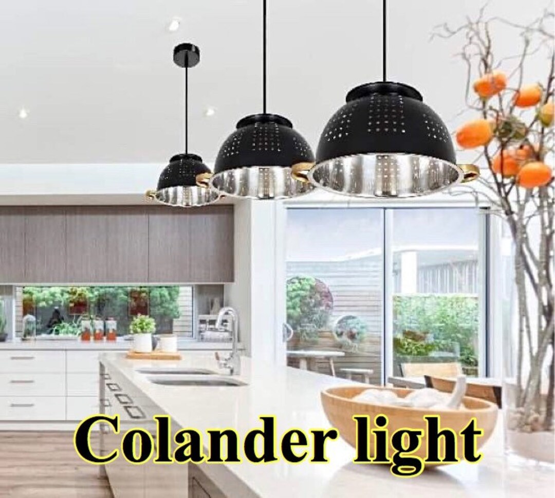 Black & Gold Colander Light Chandelier Industrial Vintage - Etsy UK