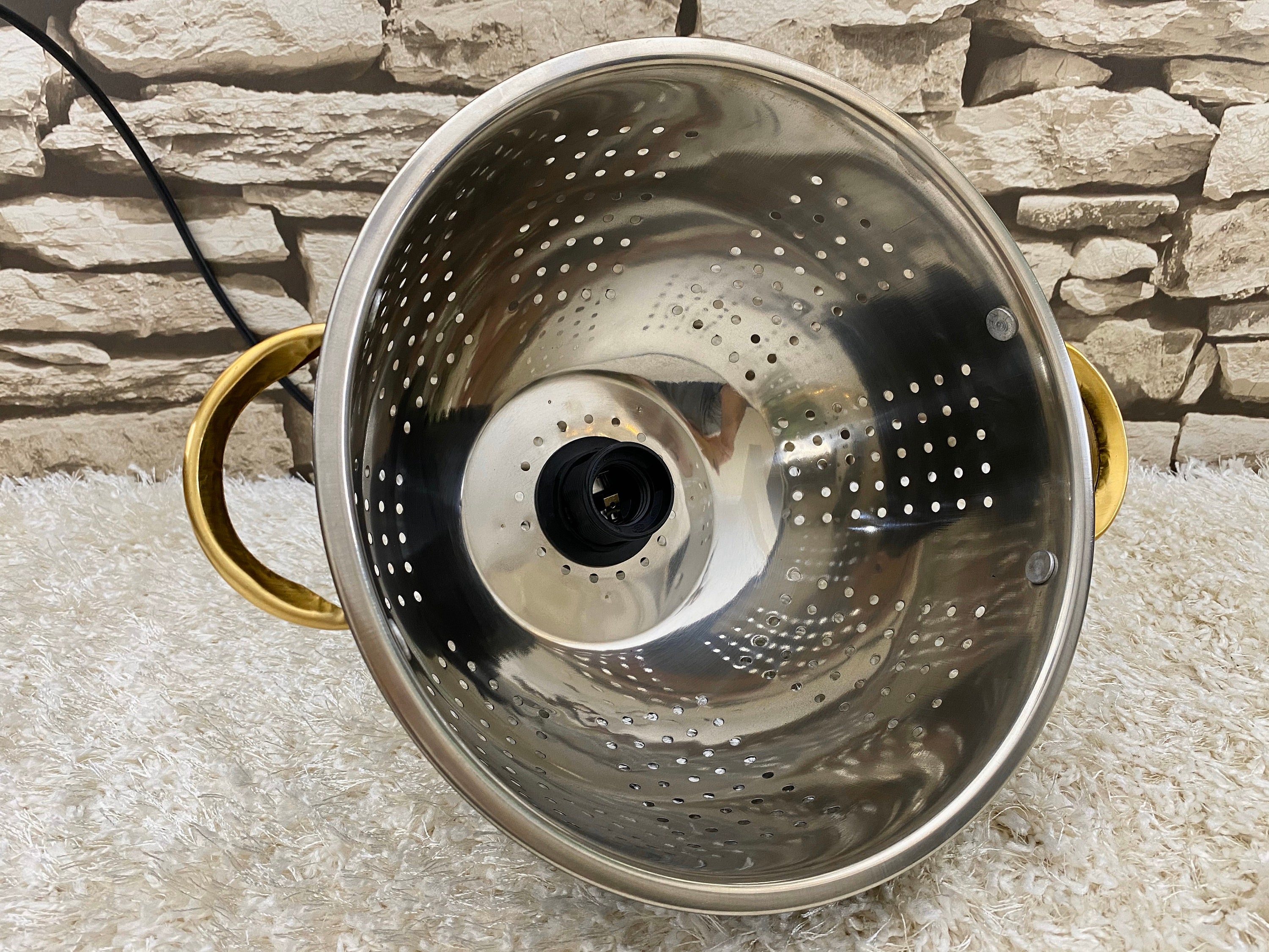 Black & Gold colander light chandelier industrial vintage | Etsy