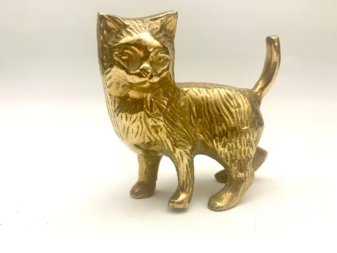 Vintage Brass Cat Figurine Brass Figurine Brass Kitten Etsy