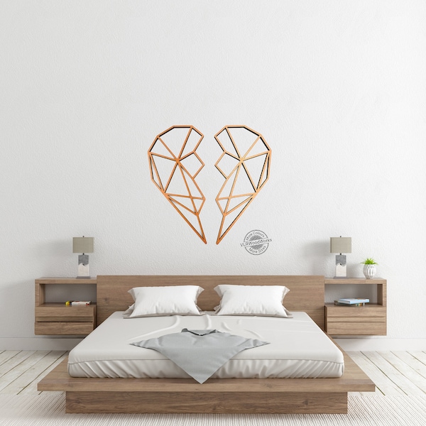 Geometric Heart Wall Art wooden decor picture screen divider display ornament nursery living room bedroom panel plywood head large