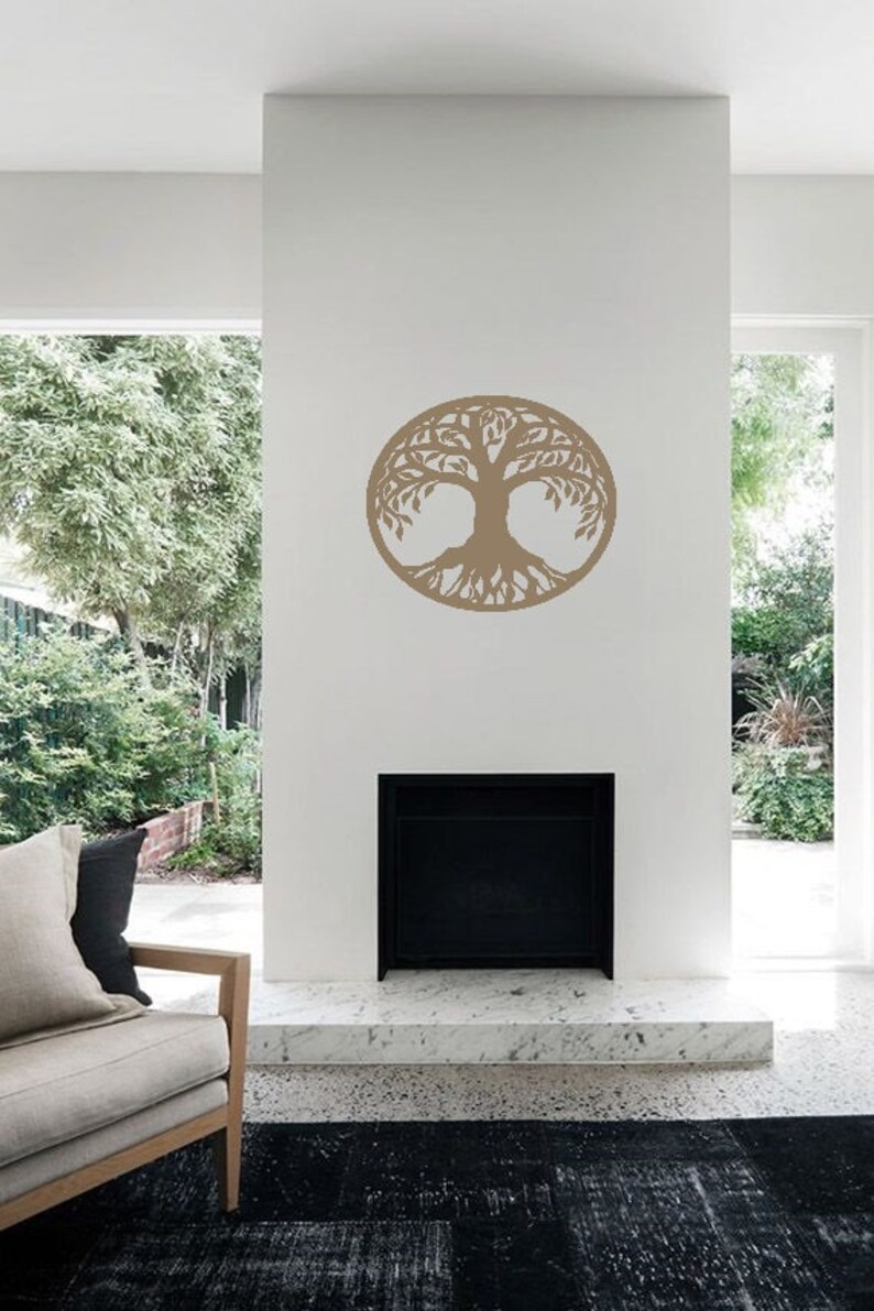 Large Tree of Life Round Wall Art Wood Minimalist Decor Etsy