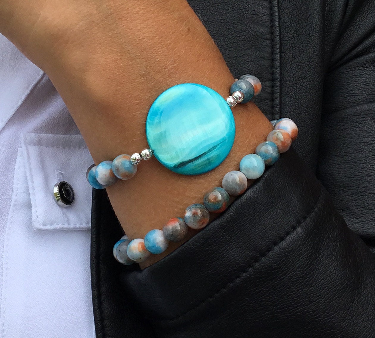 pearl and jade bracelet
