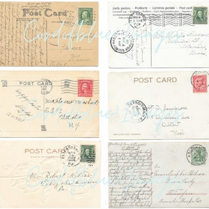 DIGITALE Vintage Postkarte Printables Rückseiten Digital Download 1900 Rückseiten nur Ephemera gestempelt viktorianischen