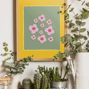 Cute Ditsy Flower Wall Art – Vintage Floral Pattern Digital Print, Cottagecore-Inspired Printable Decor