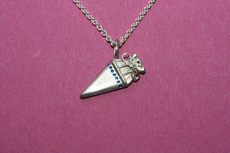 School bag as a pendant, 925 silver, with chain image 1