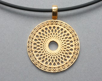 Filigranes Mandala, Silber goldplattiert, ohne Kette