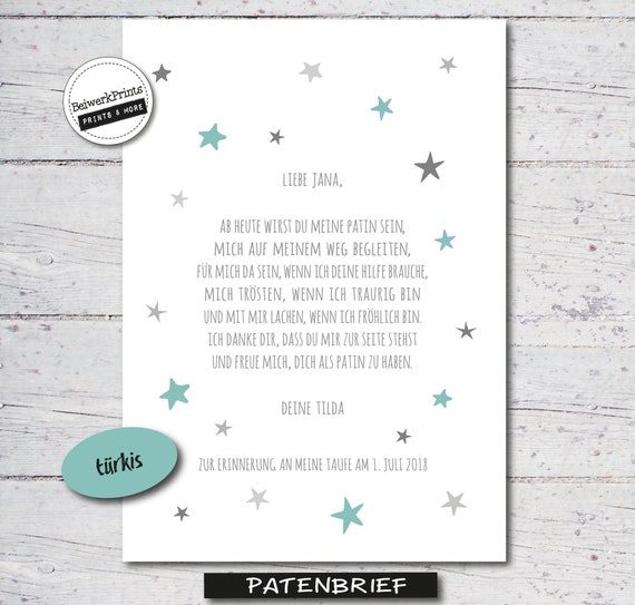 Patenbrief Brief An Die Paten Etsy