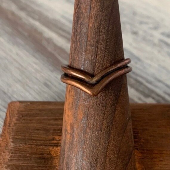Vintage solid copper ring size 5.5 adjustable - image 1