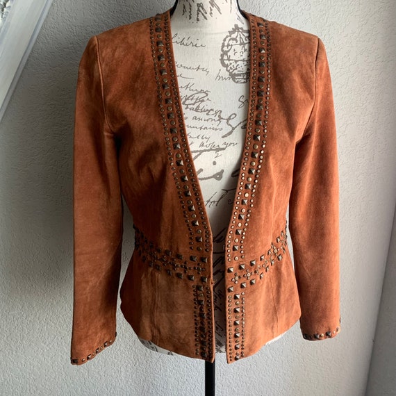 Boho vintage 90’s suede leather coat - image 3