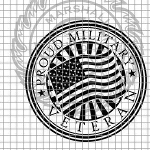Proud Military Veteran round w Flag dxf/svg/crv