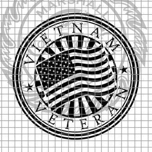 Vietnam Veteran round w Flag dxf/svg/crv