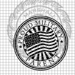 Proud Military Parent round w Flag dxf/svg/crv