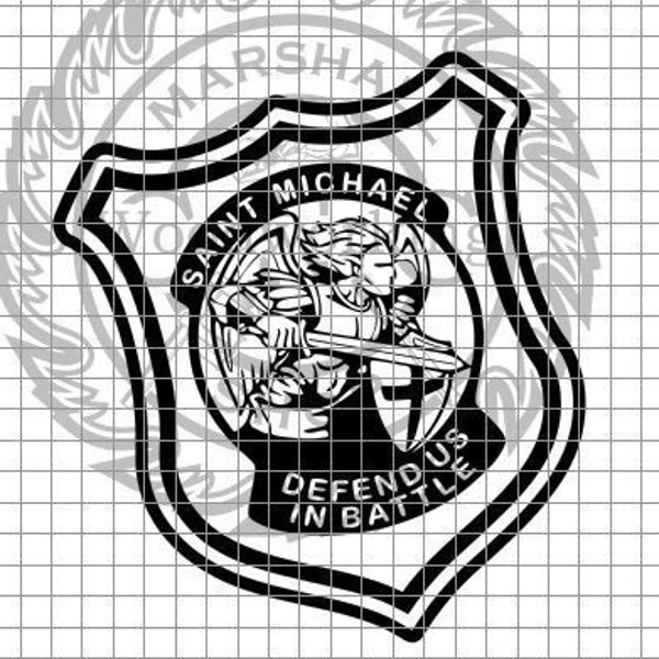 St Michael - Defend Us - Police Badge #2 svg/dxf