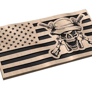3D US Flag - Skull w cross rifles crv File