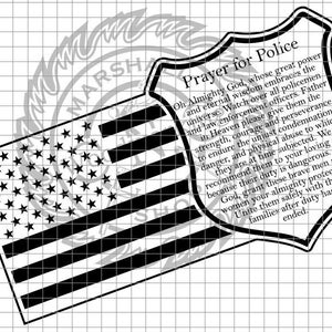 Police Shield - Prayer for Police Large Flag svg/dxf