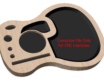 May include: A wooden guitar-shaped organizer with multiple compartments and a large cutout in the center.  Computer File Only for CNC machines.