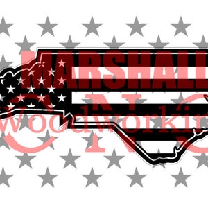 Shape of North Carolina - US Flag svg/dxf
