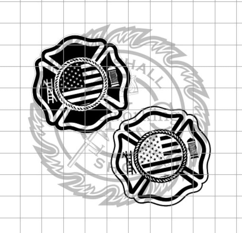 Fire Rescue Logo Blank with Flag dxfsvg