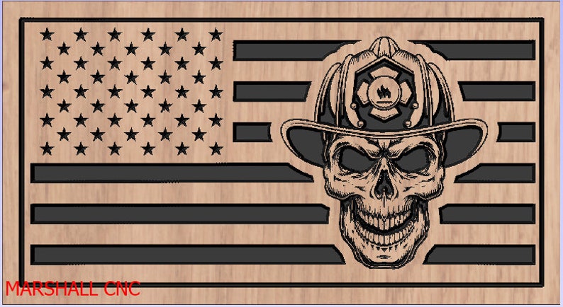 Download US Flag Firefighter Skull 3 dxf/svg | Etsy