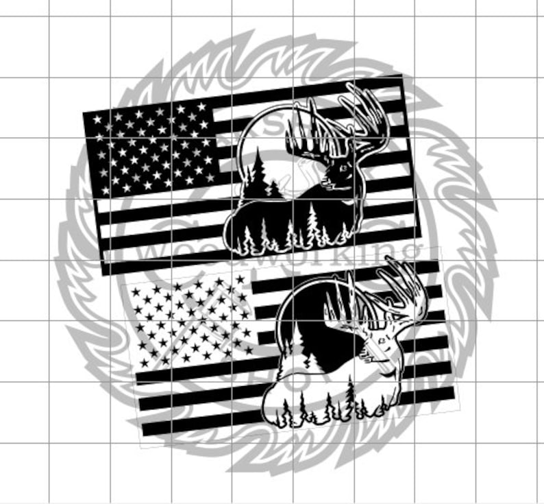 Download US Flag Buck Scene dxf/svg | Etsy