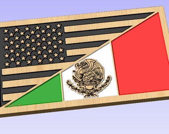 Split Flagge - USA Mexiko dxf/crv