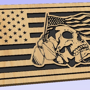 US Flag - Skull w flag dxf/svg