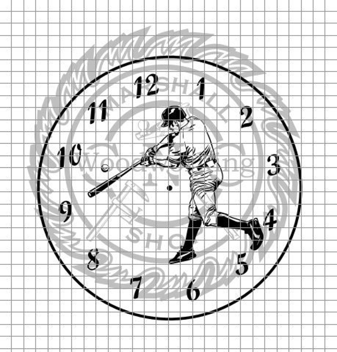 Clock Baseball Player L Dxf/svg Etsy