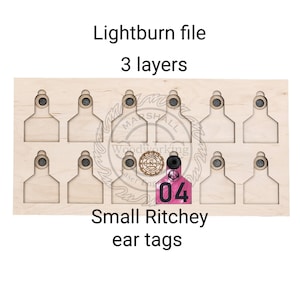 Petit modèle d'étiquette d'oreille Ritchey - Fichier logiciel Lightburn UNIQUEMENT, lasers CO2 ou diodes (lasers portiques)