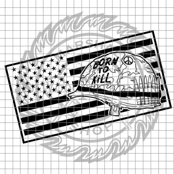 US Flag - Born to Kill dxf/svg